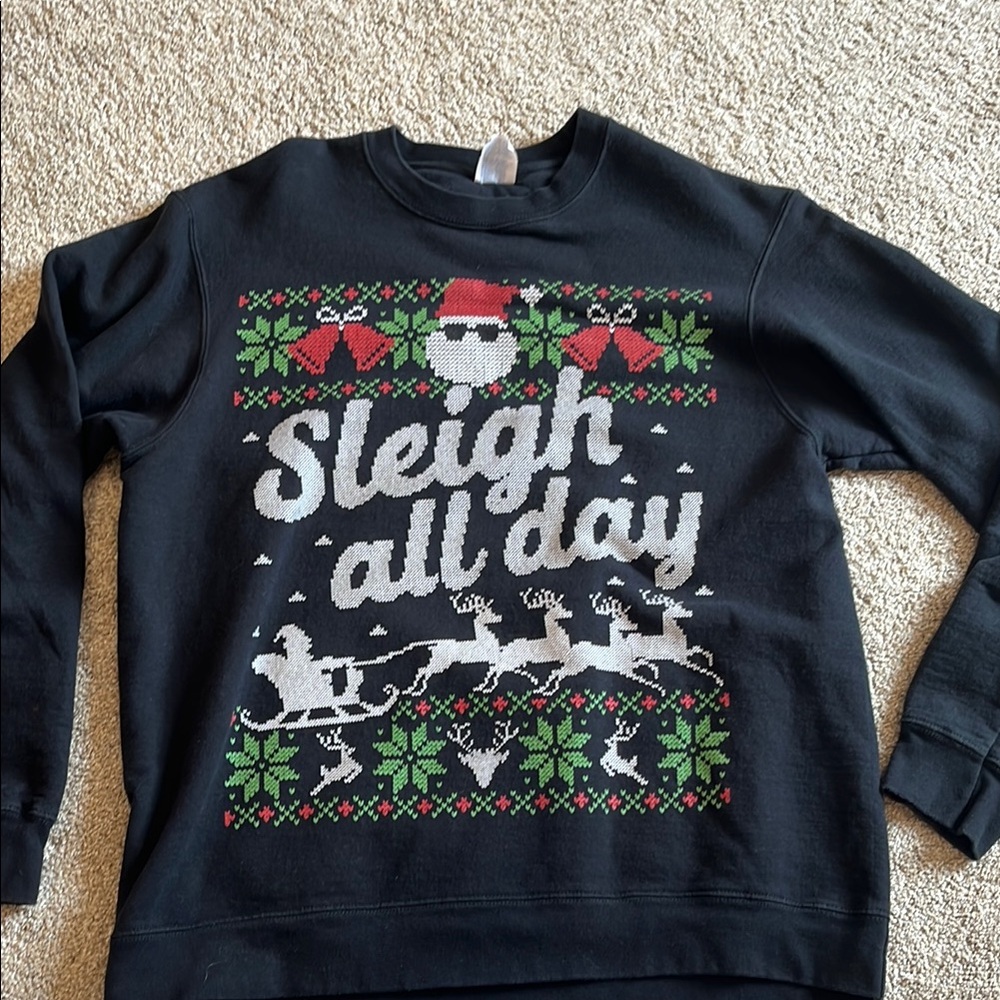 Black Holiday Sweater with Festive Design
